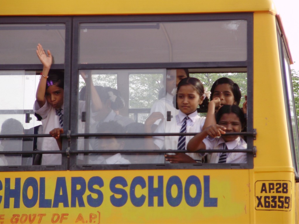 On the way to school in Hyderabad